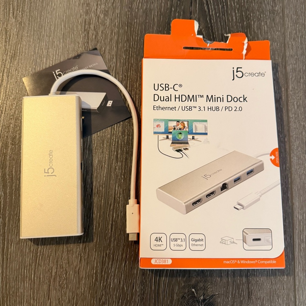 Never Used J5 Create USB-C HDMI Mini Dock Ethernet / USB 3.1 HUB / PD 2.0